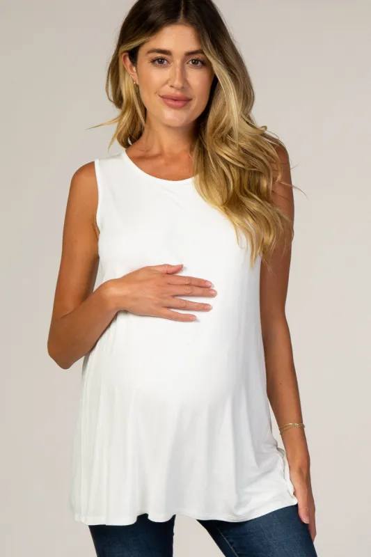 PinkBlush Ivory Overlay Maternity/Nursing Tank sold by Pinkblush
