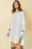 Grey Navy Color-Block French Terry Knit Tunic Dress sold by Pinkblush
