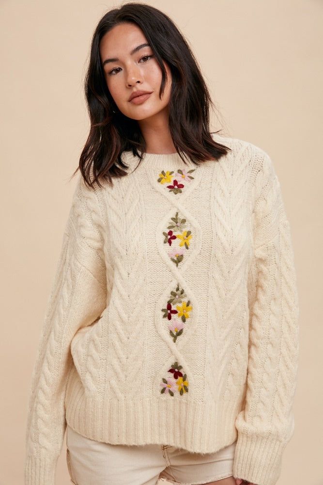 Vanilla Floral Embroidered Sweater sold by Pinkblush product image thumbnail 2
