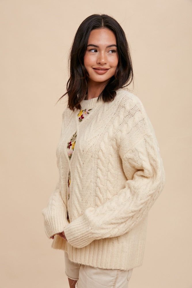 Vanilla Floral Embroidered Sweater sold by Pinkblush product image thumbnail 3