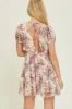 Cream Chiffon Floral Back Tie Dress sold by Pinkblush