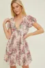 Cream Chiffon Floral Back Tie Dress sold by Pinkblush