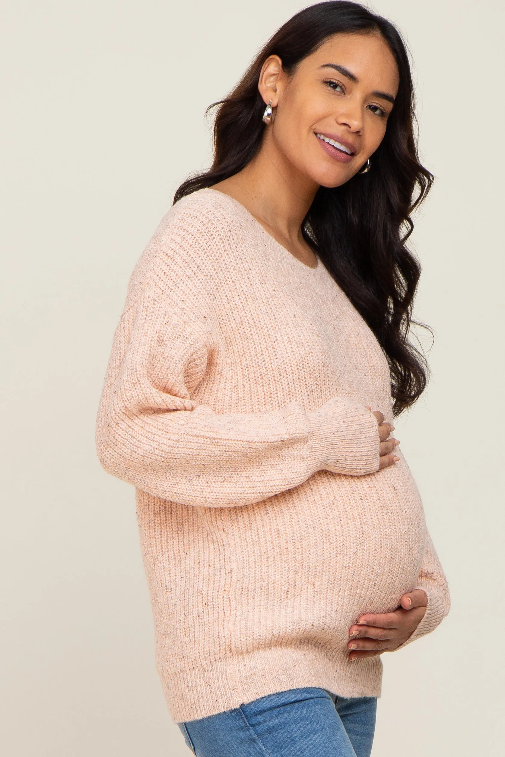 Pink Knit Cutout Back Maternity Sweater sold by Pinkblush product image thumbnail 2