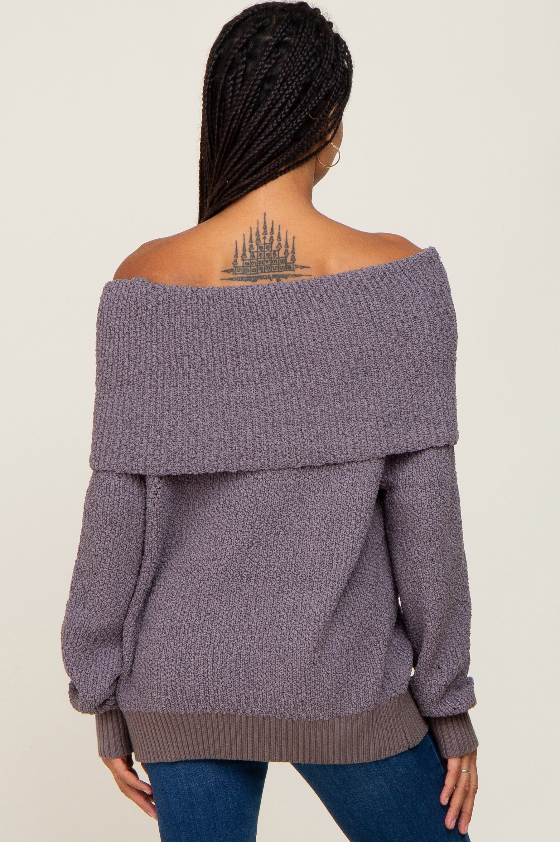 Charcoal Foldover Off Shoulder Sweater sold by Pinkblush product image thumbnail 3