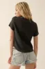 Black Solid V Neck Button Front Waffle Knit Shirt sold by Pinkblush