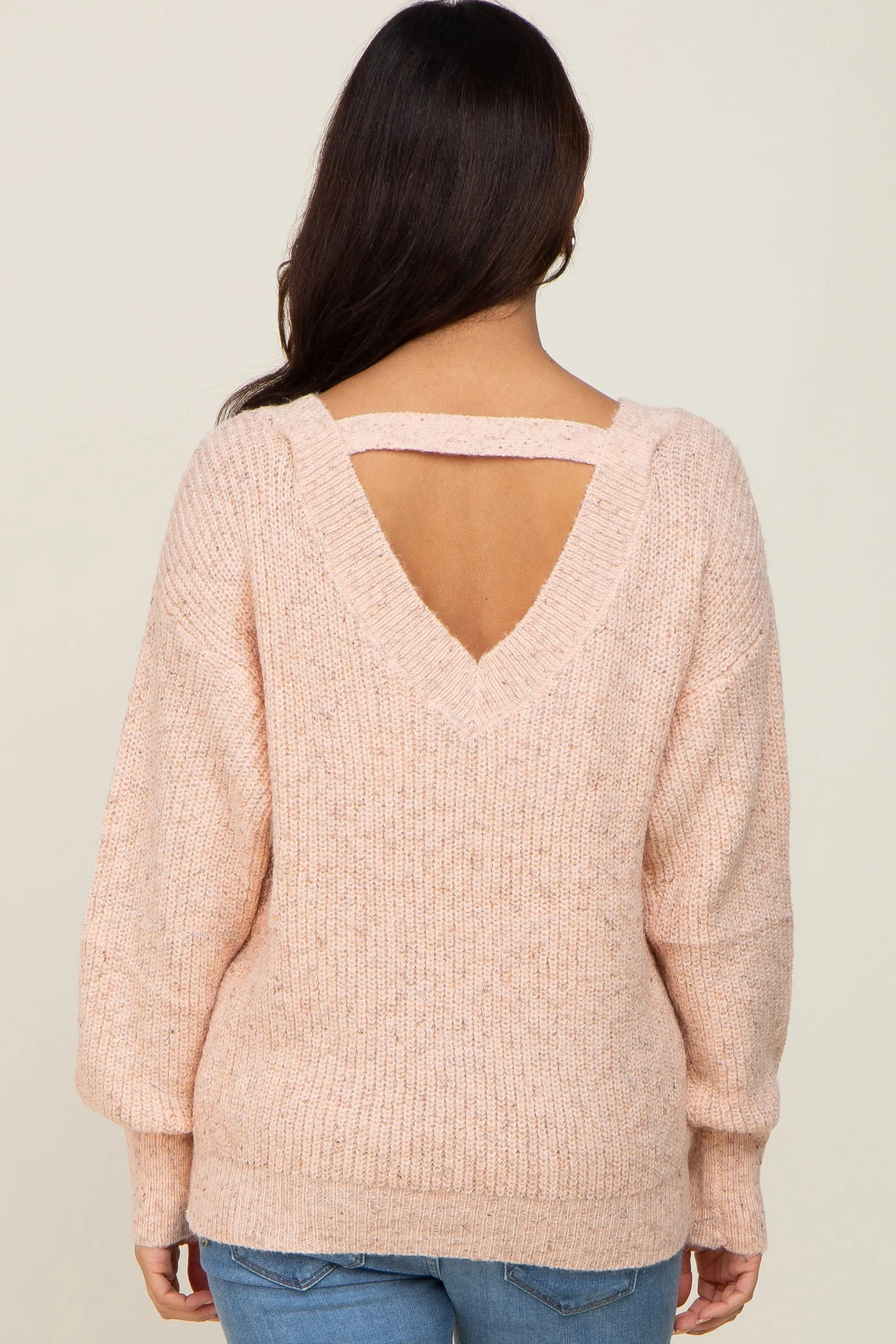 Pink Knit Cutout Back Maternity Sweater sold by Pinkblush product image thumbnail 3