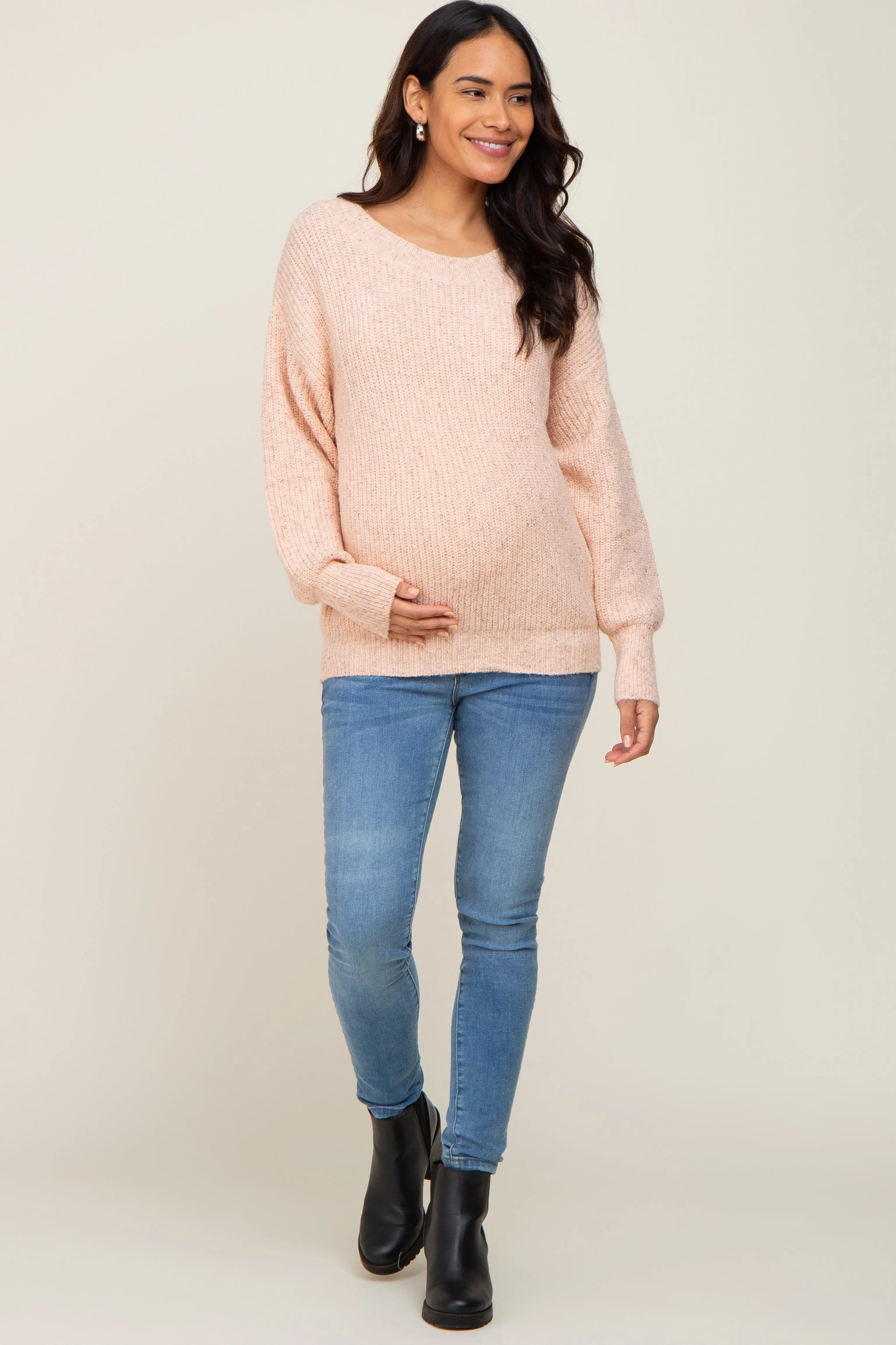 Pink Knit Cutout Back Maternity Sweater sold by Pinkblush product image thumbnail 4