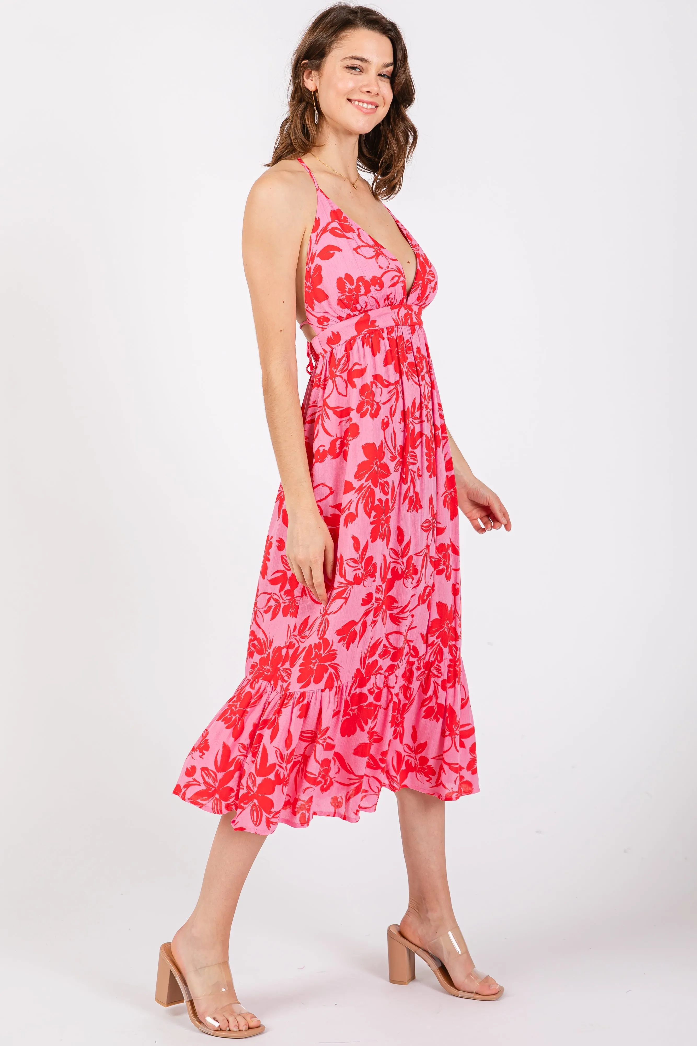 Pink Floral Print Halter Dress sold by Pinkblush product image thumbnail 2