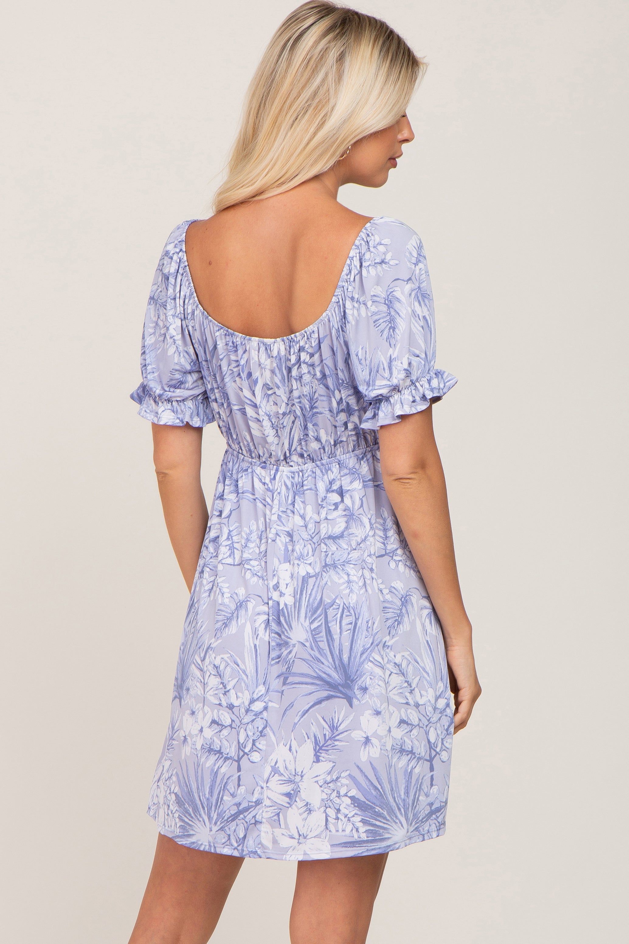 Lavender Floral Short Sleeve Dress sold by Pinkblush product image thumbnail 3