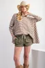 Brown Mixed Stripe Trapeze Maternity Top sold by Pinkblush