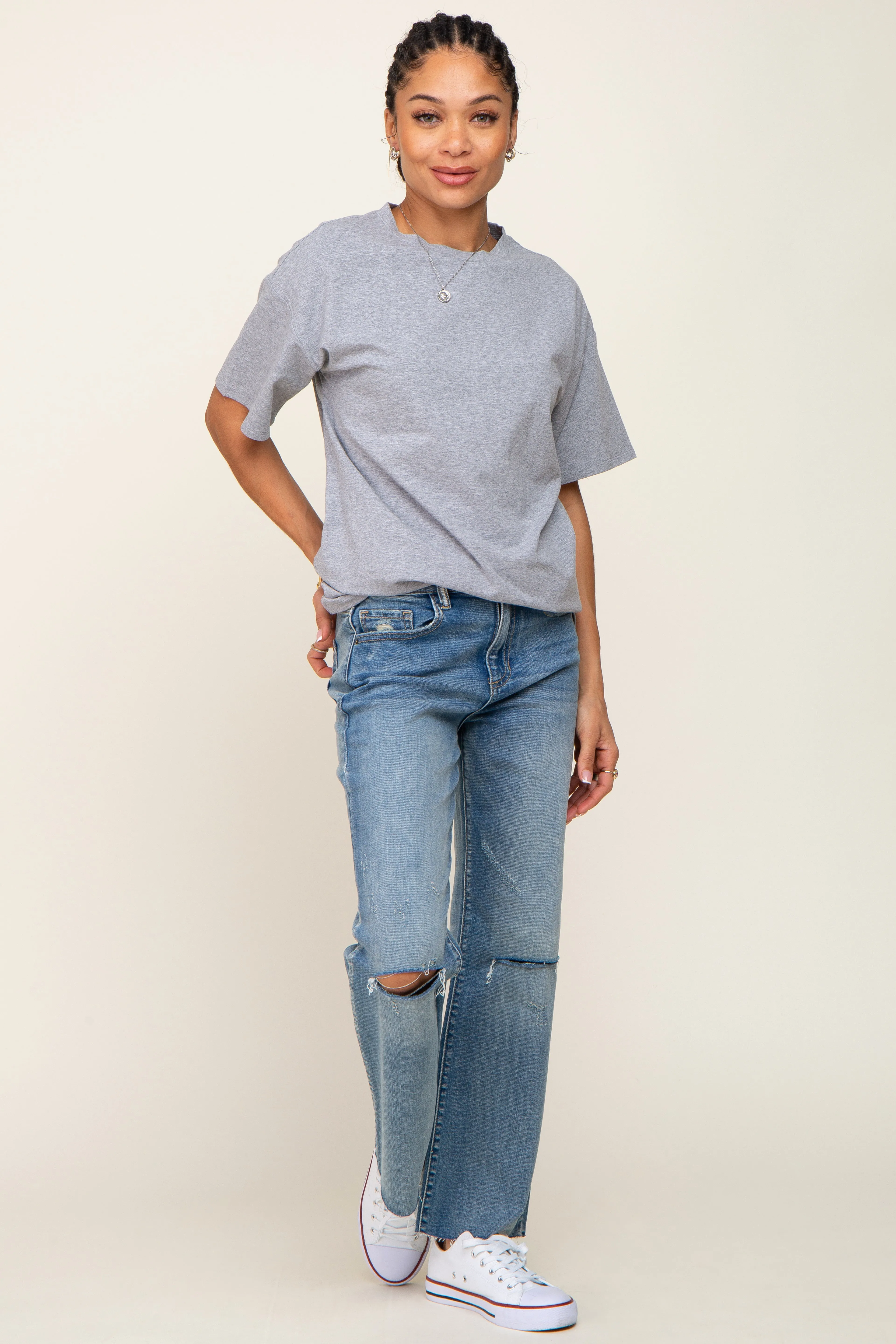 Heather Grey Oversized Basic Tee sold by Pinkblush product image thumbnail 4