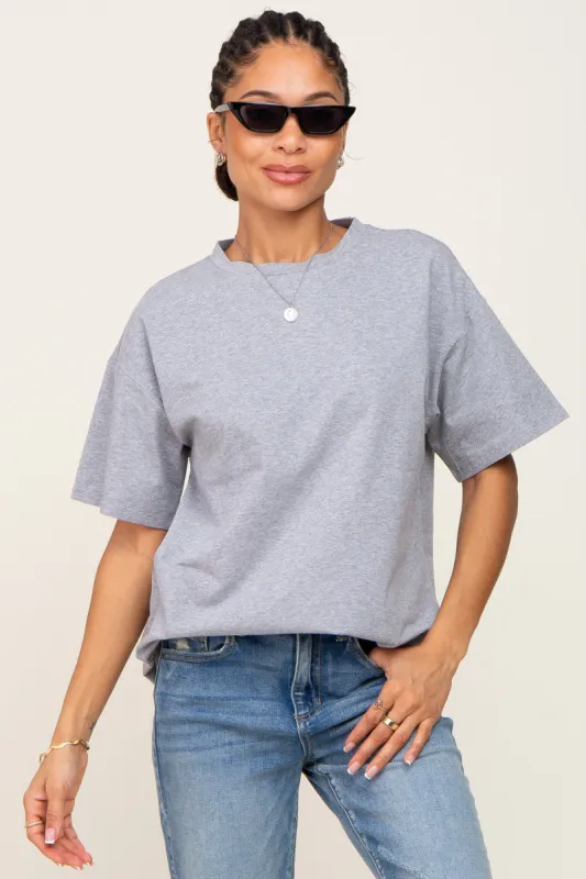 Heather Grey Oversized Basic Tee sold by Pinkblush