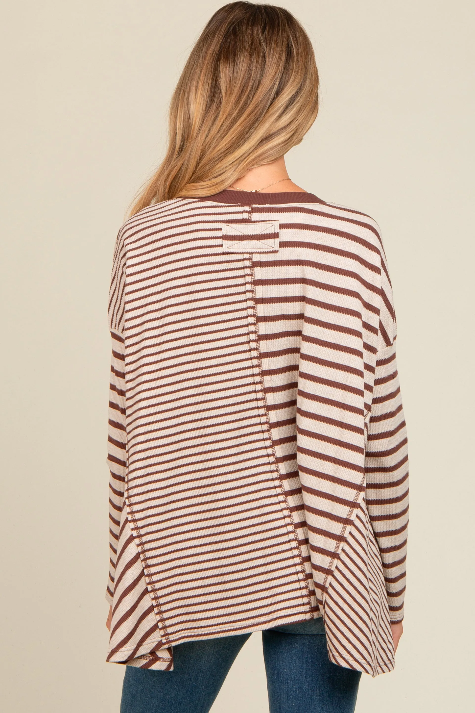 Brown Mixed Stripe Trapeze Maternity Top sold by Pinkblush product image thumbnail 3