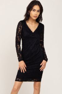 Black Lace V-Neck Maternity Fitted Dress sold by Pinkblush