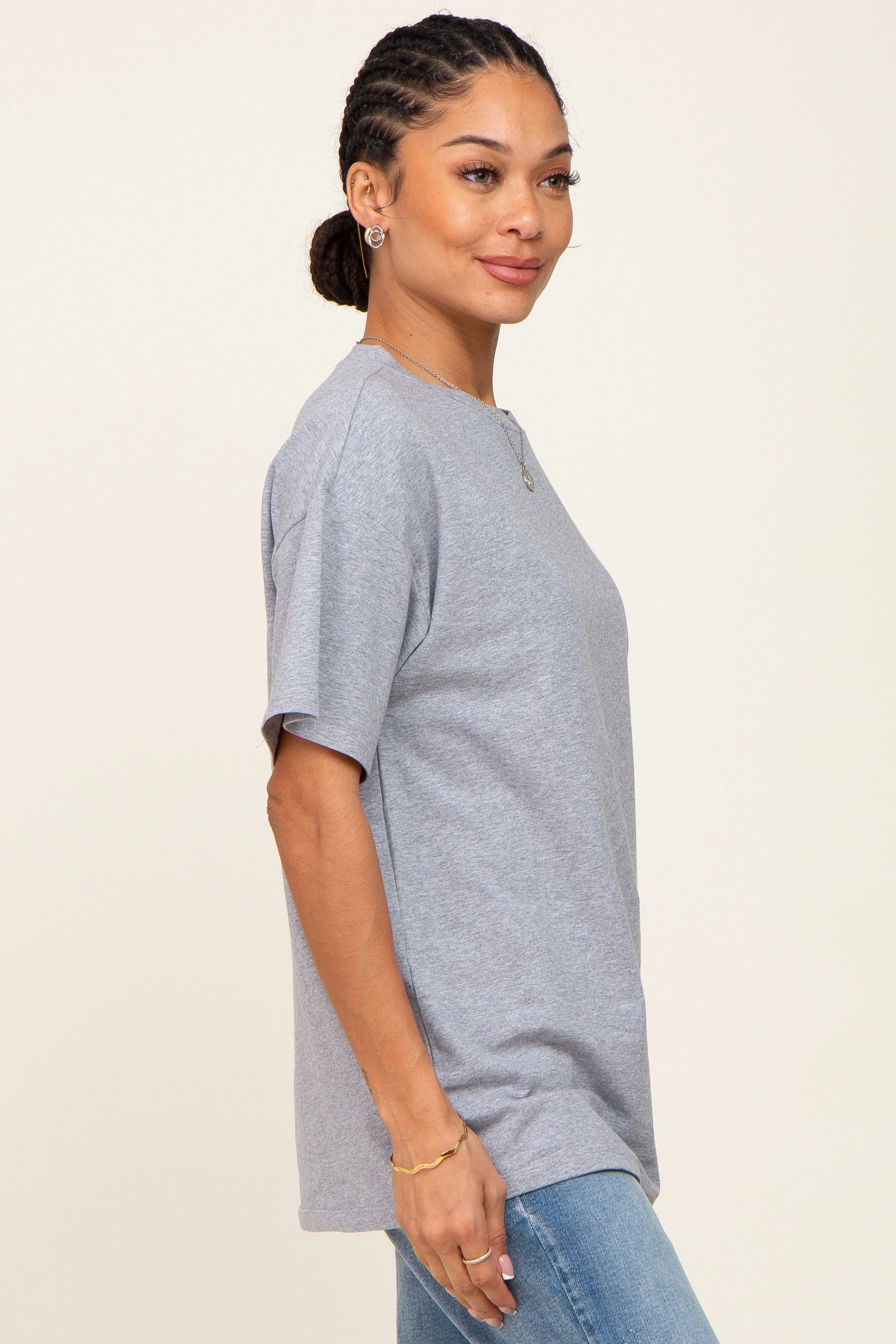 Heather Grey Oversized Basic Tee sold by Pinkblush product image thumbnail 2