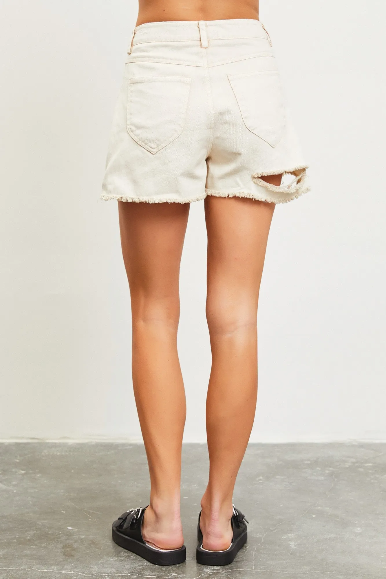 Cream Frayed Edge Cotton Short sold by Pinkblush product image thumbnail 4