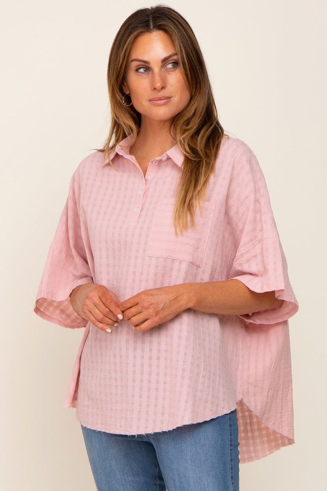 Light Pink Striped Collared Top sold by Pinkblush product image thumbnail 2