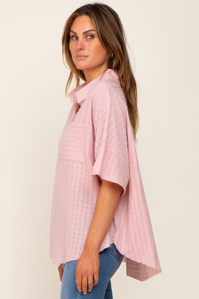 Light Pink Striped Collared Top sold by Pinkblush product image thumbnail 3