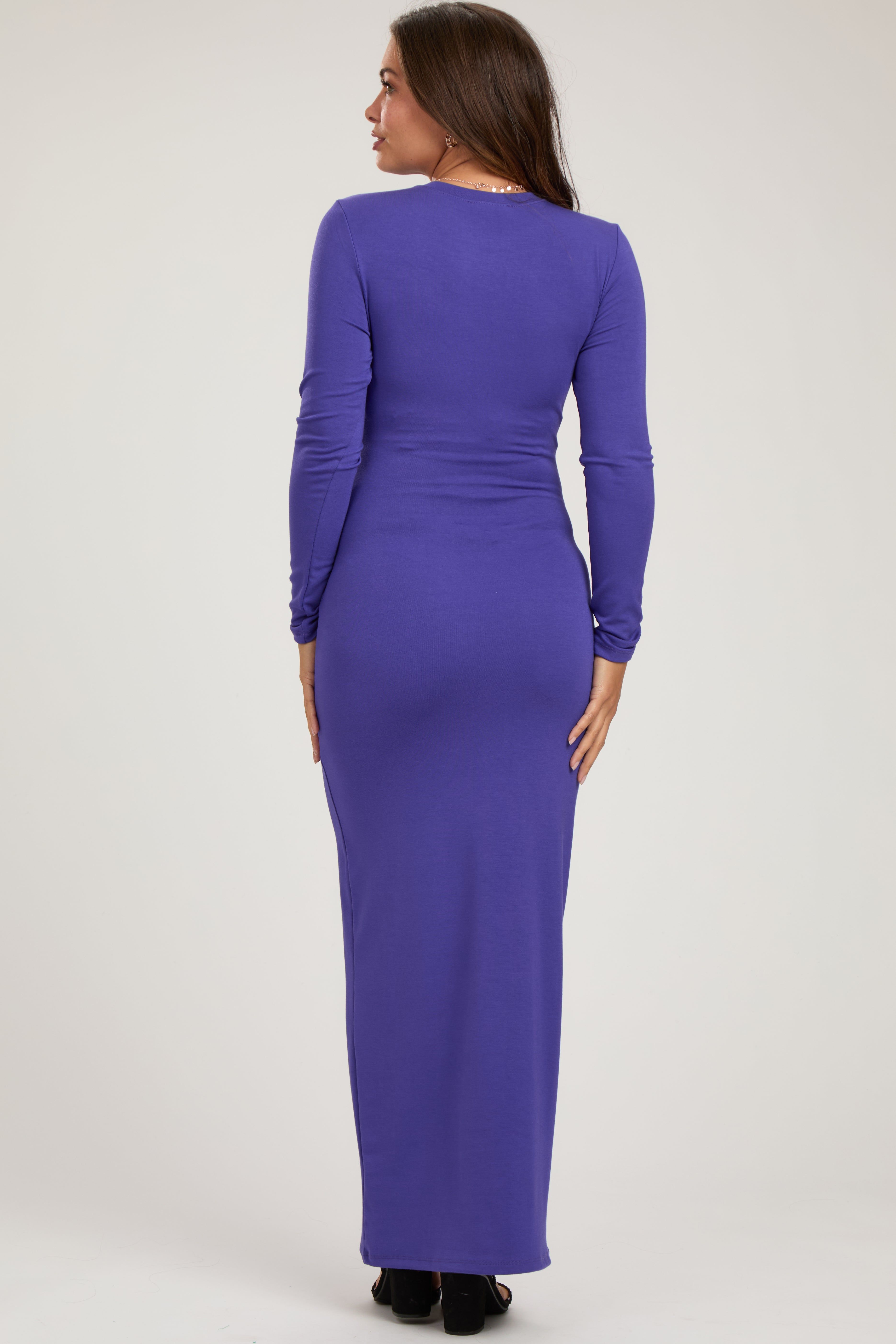 Violet Long Sleeve Fitted Maternity Maxi Dress sold by Pinkblush product image thumbnail 2