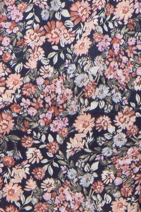 Navy Blue Floral Bubble Sleeve Dress sold by Pinkblush product image thumbnail 4