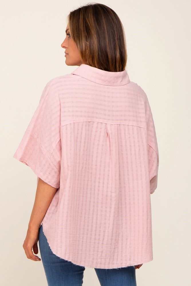 Light Pink Striped Collared Top sold by Pinkblush product image thumbnail 4