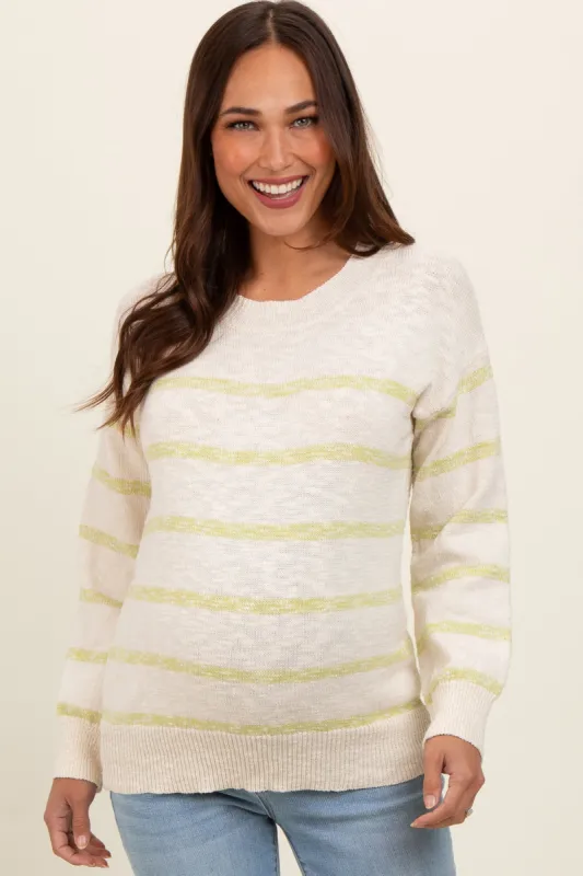 Lime Striped Knit Maternity Sweater sold by Pinkblush