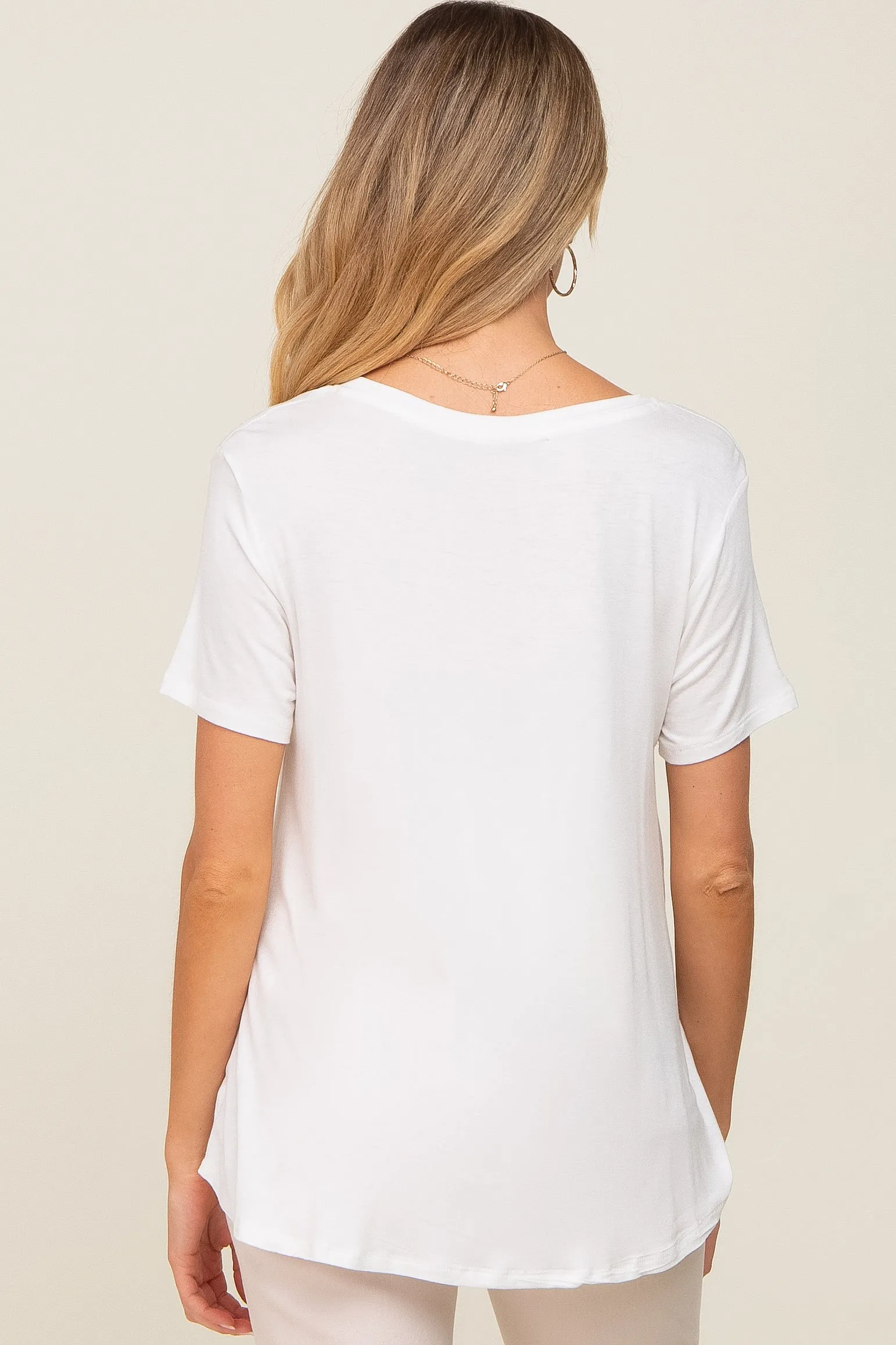 White V-Neck Maternity Tee sold by Pinkblush product image thumbnail 3