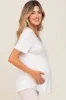 White V-Neck Maternity Tee sold by Pinkblush