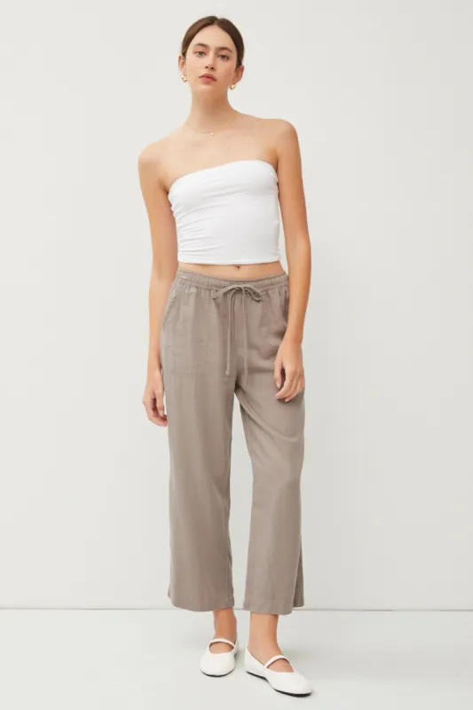 Taupe Front Tie Cropped Pants sold by Pinkblush