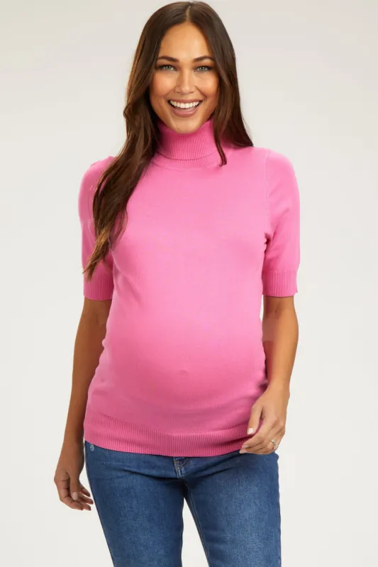 Fuchsia Turtleneck Maternity Knit Top sold by Pinkblush