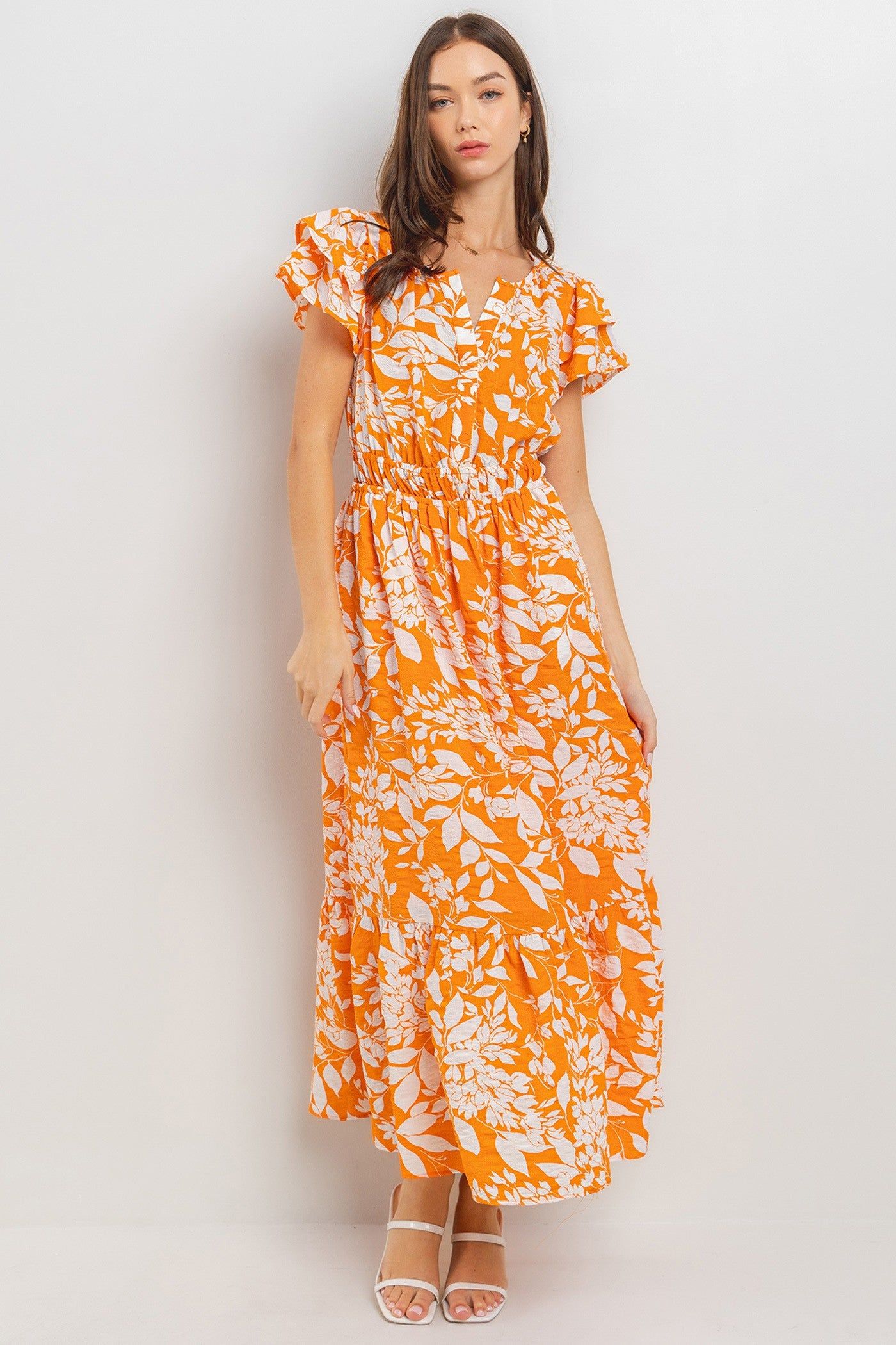 Orange Textured Ruffle Detailed Dress sold by Pinkblush product image thumbnail 2