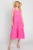 Neon Pink Tiered Crisscross Strap Midi Dress sold by Pinkblush