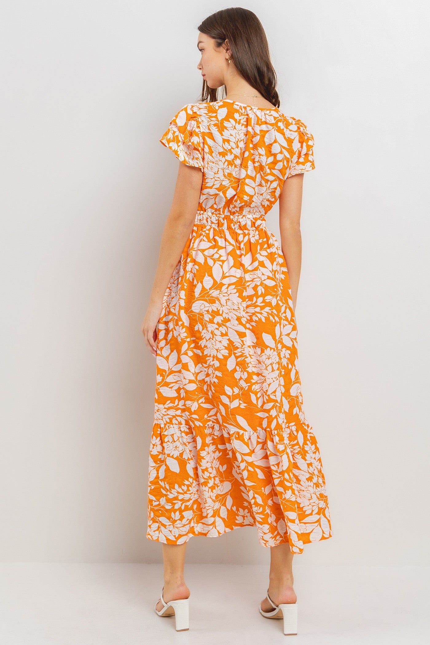 Orange Textured Ruffle Detailed Dress sold by Pinkblush product image thumbnail 3