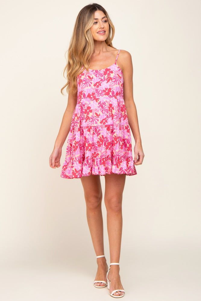 Pink Floral Sleeveless Tiered Maternity Mini Dress sold by Pinkblush product image thumbnail 5