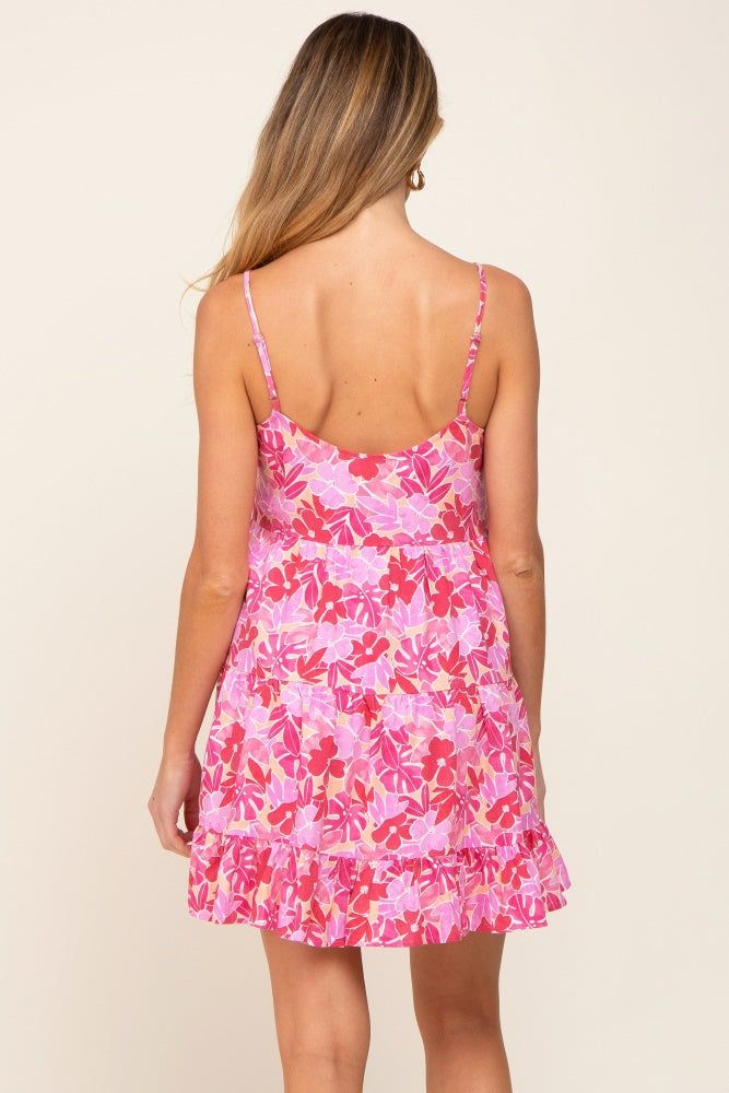 Pink Floral Sleeveless Tiered Maternity Mini Dress sold by Pinkblush product image thumbnail 3