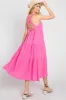 Neon Pink Tiered Crisscross Strap Midi Dress sold by Pinkblush