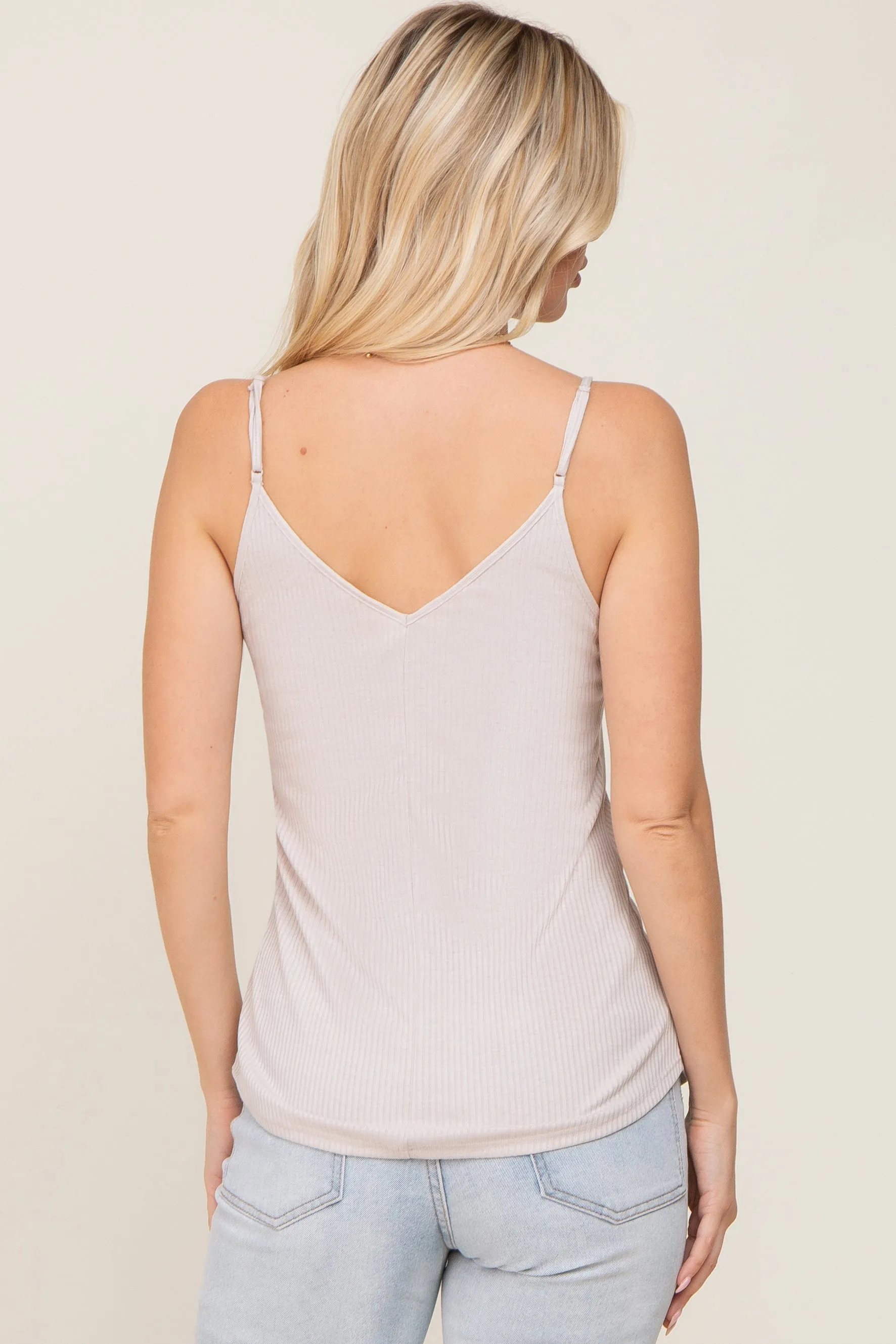 Beige Ribbed Snap Button Cami sold by Pinkblush product image thumbnail 3