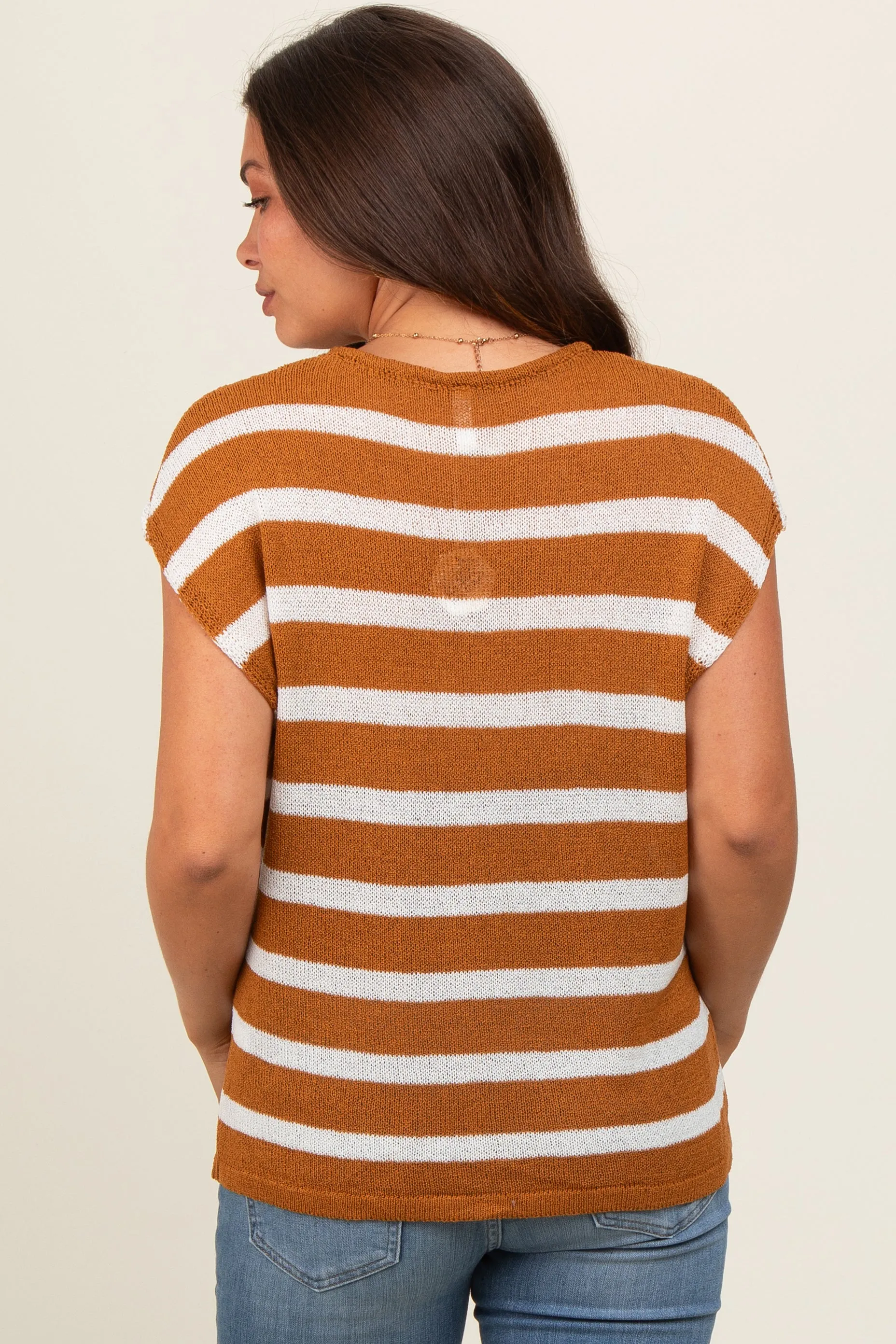 Camel Striped Dolman Short Sleeve Maternity Top sold by Pinkblush product image thumbnail 4