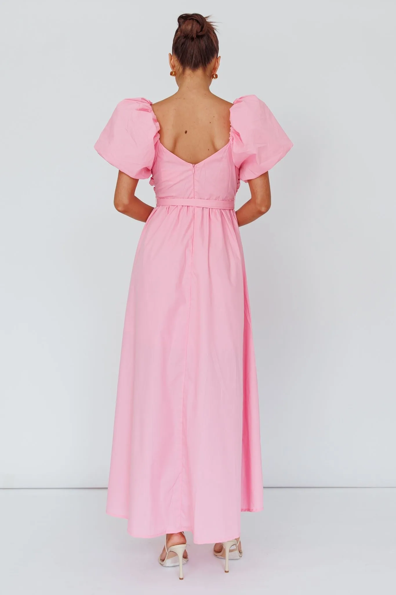 Pink Balloon Sleeve V Neckline Maxi Dress sold by Pinkblush product image thumbnail 2