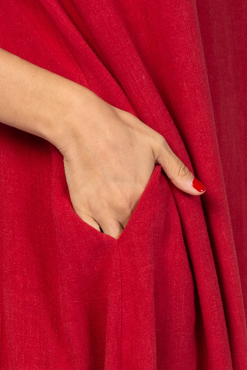 Red Fringe Linen Dress sold by Pinkblush product image thumbnail 5