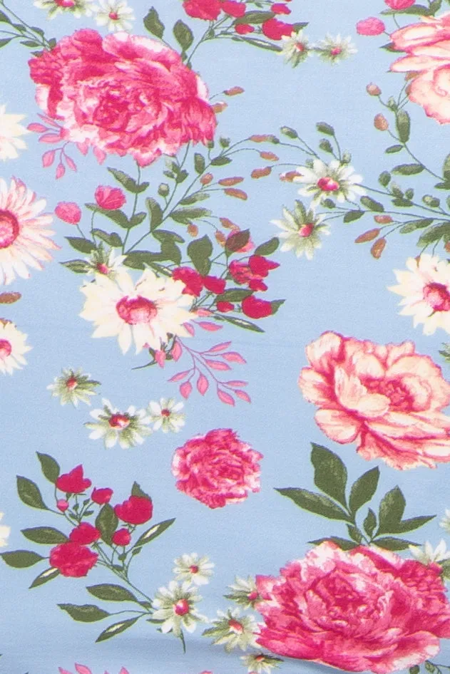 Blue Floral Ruched Asymmetrical Plus Midi Dress sold by Pinkblush product image thumbnail 4