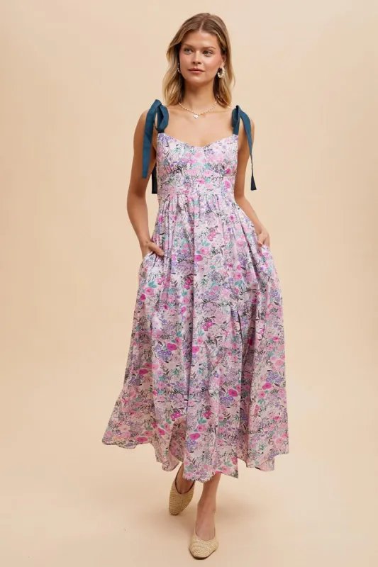 Emerald Lavender Darling Cotton Floral Maxi Dress sold by Pinkblush