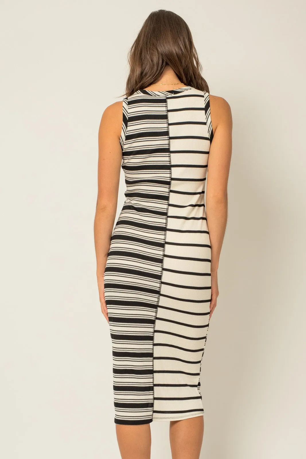 Ivory Striped Sleeveless Midi Dress sold by Pinkblush product image thumbnail 3