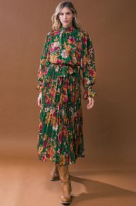 Dark Green Floral Textured Midi Dress sold by Pinkblush