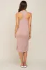 Mauve Ribbed Side Slit Maternity Midi Dress sold by Pinkblush