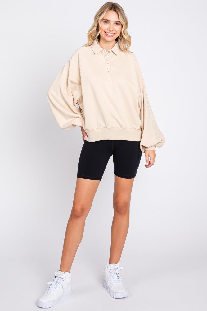 Beige Collared Button Pullover sold by Pinkblush product image thumbnail 4