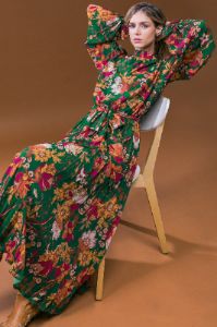 Dark Green Floral Textured Midi Dress sold by Pinkblush