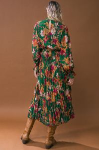 Dark Green Floral Textured Midi Dress sold by Pinkblush