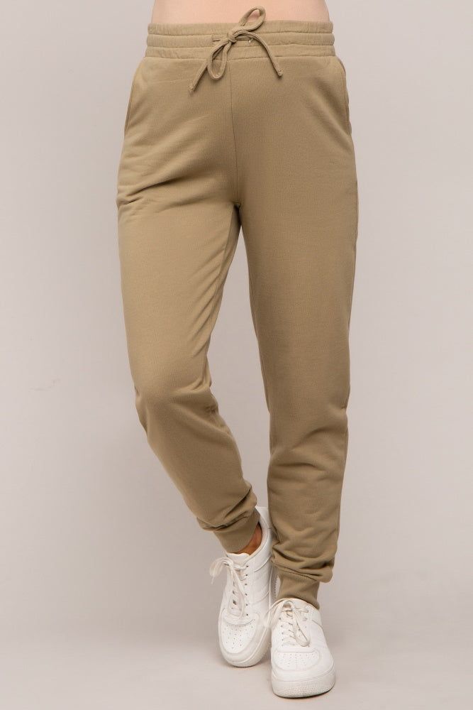 Light Olive Basic Drawstring Maternity Sweatpants sold by Pinkblush product image thumbnail 3