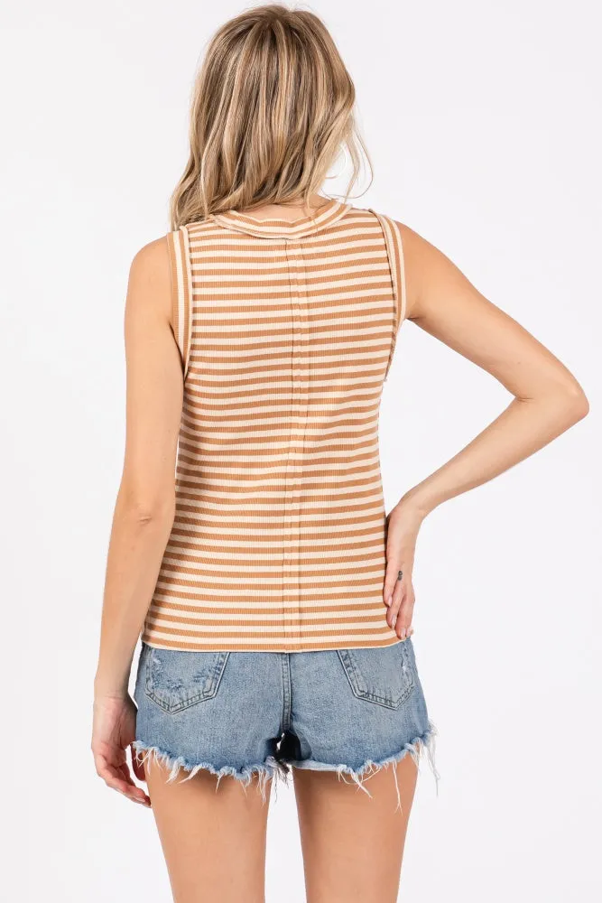 Camel Sleeveless Ribbed Tank Top sold by Pinkblush product image thumbnail 3